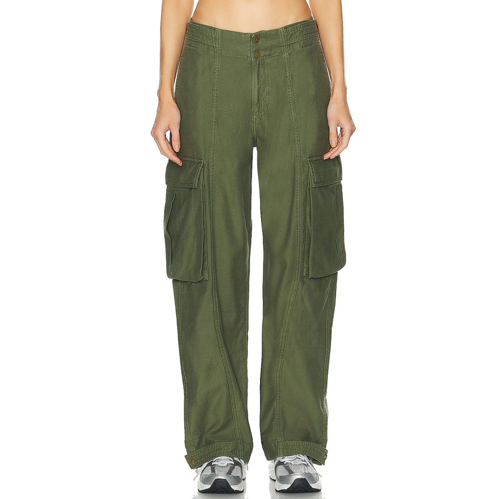 FRAME Wide Leg Cargo Pants Olive Green Utility Pockets Size 29
